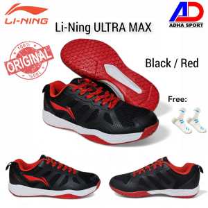 Sepatu Badminton Lining Ultra Max Black / Red Sepatu Bulutangkis Promo Diskon Adha Sport
