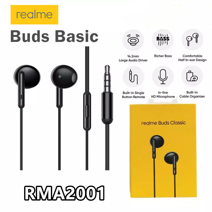 Realme Buds Classic Wired Earphones with HD Microphone Black, Hi