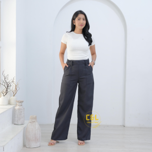 C&L - Diora Highwaist Pants - Celana Pants Highwaist Wanita Kulot Loose Panjang Higwaist Pants