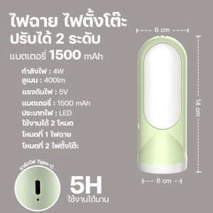 ไฟฉาย LED ชาร์จไฟบ้าน พกพาสะดวก เดินป่า แคมป์ปิ้ง ทนทาน ปรับได้2ระบบ