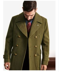 Mens mediumlength tweed coat jacket fall and winter longsleeved tweed jacket mens tweed jacket