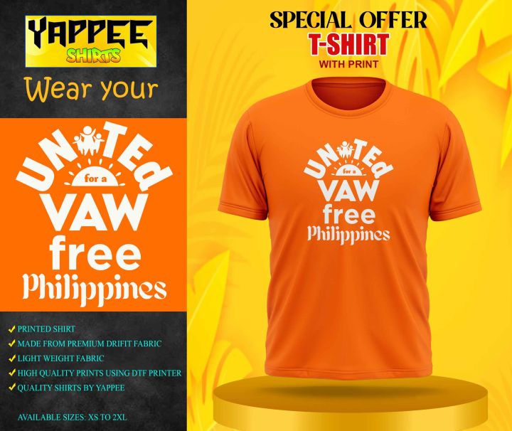 VAW VAWC GAD TSHIRT ORANGE UNITED FOR VAW FREE Philippines VIOLENCE ...