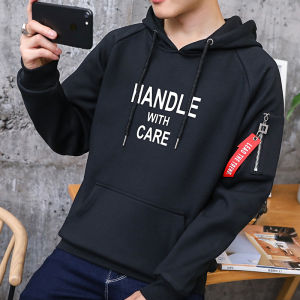 VUUG Áo Nỉ Cổ Điển Áo Hoodie Nam In Chữ Phong Cách Hàn Quốc Áo Nỉ Chui Đầu Có Mũ Cho Nam Tuổi Teen Có Khóa Kéo Quần Áo Nam