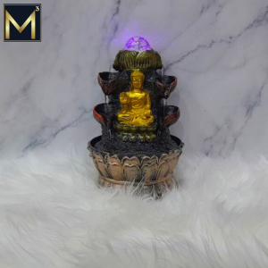 Golden Buddha Serenity Water Fountain with LED Crystal Glow