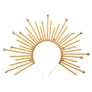 Round Five-pointed Star Head Buckle Halo Hairband Funny Exaggerated Gold Crowns Halloween Witch Dress Hair Accessories