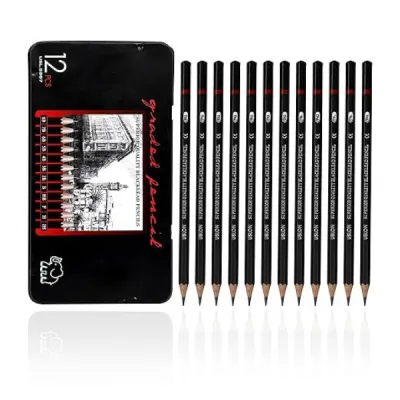 Pensil Gambar Sketsa Set Lengkap 2H H F B HB 2B 3B 4B 5B 6B 7B 8B Charcoal Pencils Set Perlengkapan Lukis 12 pcs PTT