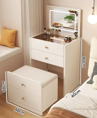 ORDORA small vanity table with mirror led Bedside Multi-Space Drawer Storage Cabinet with Chair