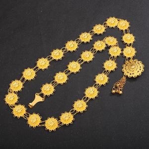 Gold/Silver Metal Flower Bohemian-style waist chain for female popular accessory Fashion waist belt chain Tahan lama