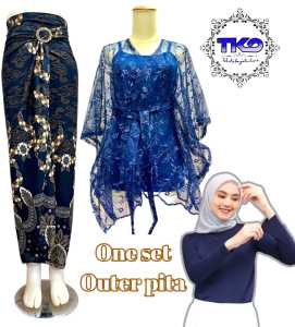 Outfit Atasan Fashion Satu Set Outer brokat cape Brokat Crop Kondangan Pesta Brokat seragam Bridesmaid Terbaru 2024