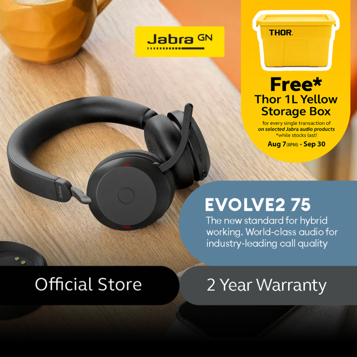 Jabra Evolve2 75 MS Wireless Headset with 8-Microphone Technology