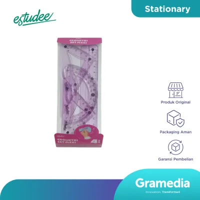 Paket Penggaris Estudee Geometric Set Flexi Pink