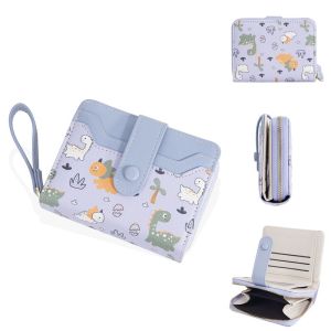 MOUSSON กระเป๋าสตางค์ผู้หญิง กระเป๋าสตางค์ผู้หญิงพิมพ์ไดโนเสาร์น่ารักดีไซน์กะทัดรัดพร้อมช่องใส่บัตรและซิป