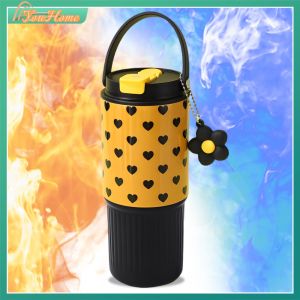 【Fast Delivery】 Simple Straw Insulated Cup 316 Stainless Steel Portable Car Water Bottle Leak-Proof Insulation Cold Mug for Coffee Tea Hot Coco 【Arrive 1-3 Days】