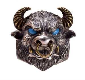 Cincin Pria Banteng Minotour / Bulls Men Rings Gaya Retro Vintage Model Terbuka ( 2 Varian )