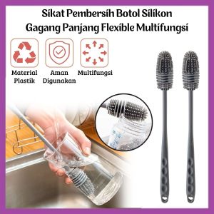 Sikat Pembersih Botol Silikon Bottle Cleaning Brush Flexible Bulu Lembut - FR GALLERY