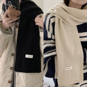 MANHOODSTORE6RE6 Woolen Cross Scarf Solid Color Thicken Neckerchief Winter Warm Neck Scarf Women