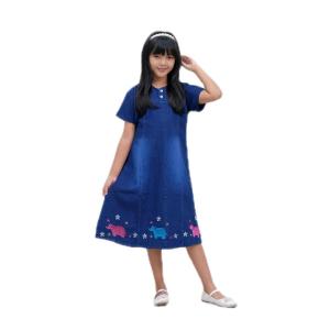 Dress Jeans Anak Motif Bordir Gajah untuk Usia 5-15 Tahun - Fashion Anak