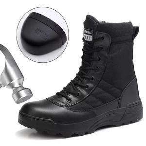 TOMITANY【With Steel Toe】Tactical Boots for Men Ultralight Shoes Non Slip Biker Boots Casual Mountaineering Boots Safety Shoes for Men Anti-smash-proof Safety Shoes Steel Toe Steel Non-slip Work Shoes