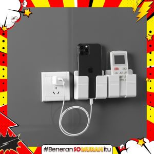 Stand Holder Charging HP Remote TV AC Rak Gantung Tempel Dinding Minimalis Anti Selip