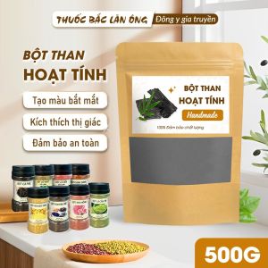 Bột than hoạt tính nguyên chất 500g (Bột tinh than tre tẩy trắng răng hiệu quả)