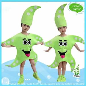Kids Anime Starfish Cosplay Costume Animal Sea World Suede Performance Suits Child Dancing Dress Marine Life Clothing Set Hat Clothes Shoes