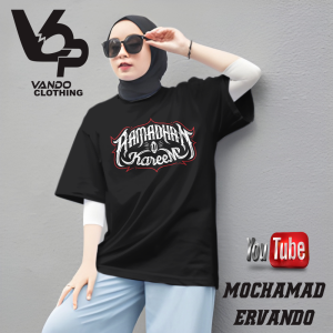 Vando Kaos Lebaran Ramadhan Kareem Hari Raya Idul Fitri Lengan Pendek Cotton Combed 30s