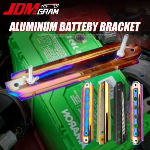 JDMGRAM Carbon Fiber Car Battery Holder Bracket Universal Auto Batteries Tie Down Aluminum Alloy Security Protector Replacement Parts Automobile Interior Accessories