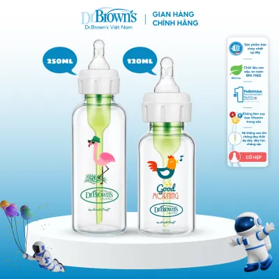 Bình sữa Dr.Browns Thủy tinh cổ hẹp 120ml và 250ml Option Plus( sản xuất tại Trung Quốc)
