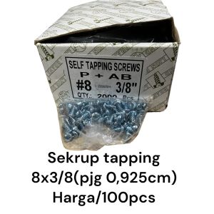 HARGA /DUS P+AB TAPPING SEKRUP KAYU 8x3/8 PANJANG 0952cm SEKRUP TAPING KEPALA BULAT