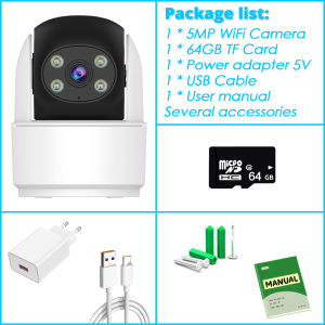 Smart 5MP WiFi Baby Monitor Indoor Wireless Video Surveillance Camera PTZ CCTV IP Security Camera Home Auto Tracking WiFi Cam