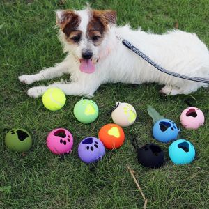 CARING PETS Cartoon Pet Silicone Tennis Ball Holder with Hook 6.5cm Dog Ball Cover Tennis Protective Case Colorful Dog Toy Ball Protective Cover Training