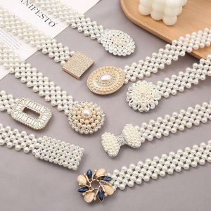 SECRETE AMBIENT LIGHT78SE0 ยางยืดสำหรับผู้หญิง สายคาดเอวไข่มุก สง่างามเรียบหรู บางและบาง โซ่เอวพลอยเทียม แฟชั่นสำหรับผู้หญิง ง่ายๆ สายรัดเชือก สำหรับผู้หญิง