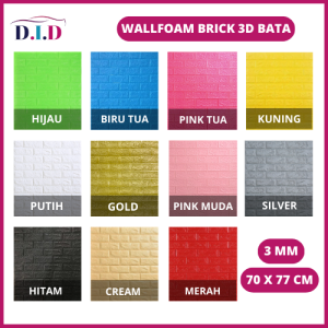DID - TERMURAH !! WALLFOAM 3D BATA WARNA (TEBAL 3 MM) UKURAN 70 X 70 CM WALLPAPER BRICK FOAM BATA WARNA