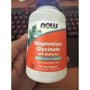 NOW Foods Magnesium Glycinate with BioPerine 180 Viên - Bổ Sung Magie Hỗ Trợ Thư Giãn Cơ Thể & Giấc Ngủ - phù hợp cho người thường xuyên vận động làm việc căng thẳng hoặc cần bổ sung magie hằng ngày. Công thức kết hợp cùng BioPerine® hỗ trợ tăng khả năng