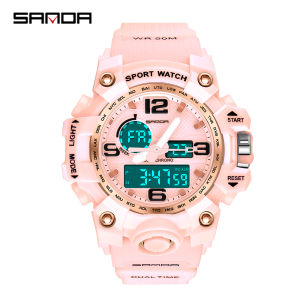 SANDA Top Brand Luxury Womens Watches Casual Women Led Digital Quartz Clock Fashion Pink Waterproof Outdoor Sports Wristwatch