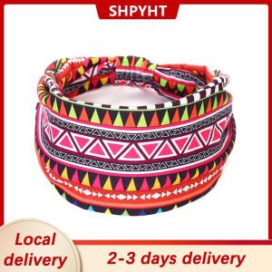 [COD] SHPYHT Local delivery Ship within 24 hours Fashion Cotton Stretch Headband African Pattern Print Twist Style Elastic Hair Band Wide Hairbands Bandana Turban Knot Headwrap
