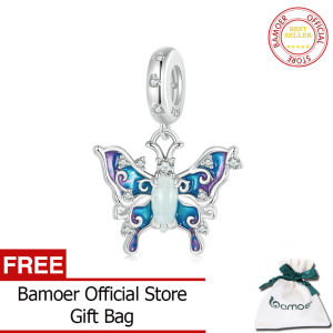 BAMOER 925 Sterling Silver Luminous Butterfly Beads Ladybug Bee Enamel Insect Pendant Charms for Women Bracelet DIY Accessories SCC2731