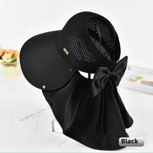 Fishermans Hat Wide Brim Foldable Bucket Hat Neck Protection Solid Color with Shawl Caps Summer