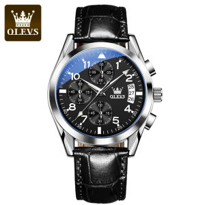 OLEVS Watch For Men 2025 New Authentic Import Genuine Leather WaterProof Luminous Original Japanese Movement Fashion Multifunction Watch Quartz Watch