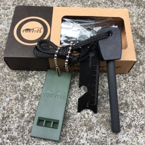 Outdoor magnesium iron rod fire extinguishing and rescue tool with umbrella rope used for campfire hiking backpack camping equipment