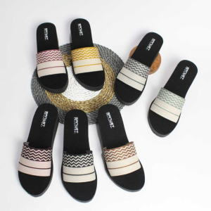 Sandal Wedges Wanita Selop Rajut Import Motif Wb140 CMS Terbaru
