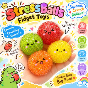 Stress Balls Fidget Toys Squishy Squeeze Ball Crunchy Crackling Slushie Portable Party Gift for Kids