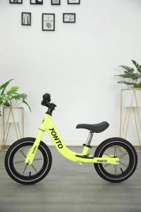 12" Children Balance Bike with Inflatable Tires | Carbon Steel Body Frame | Free Pump Included | for Toddlers Boys Girls Age 2 3 4 5 6 7 8 Years | No Pedal Training Bike | Outdoor Ride On Toys Gifts