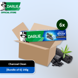 (Value Bundle of 6) Darlie All Shiny White Charcoal Clean Whitening Toothpaste 6x140g