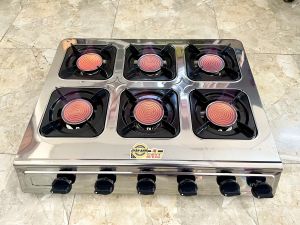 BẾP GAS 6 LÒ HỒNG NGOÀI ( BÁNH XÈO - MỲ CAY )