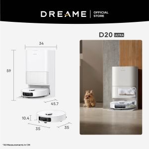 [BEST SELLING] Dreame D20 Ultra Robot Vacuum & Mop | All-in-One PowerDock™ | 13000Pa Vormax™ Suction | DuoScrub™ Mopping | RoboSwing™ Tech | 3DAdapt™ Obstacle Avoidance | Smart Pathfinder™ Navigation | 5200mAh Battery | Voice Control