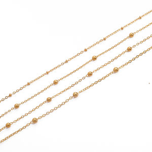 1M 18K ชุบทองโซ่ลูกปัดสร้อยคอสําหรับ DIY สร้อยคอเครื่องประดับทําสร้อยคอมือ