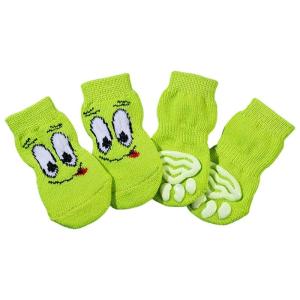 4pack Thickening Pet Socks Green Eyes Pattern Socks Elasticity Dog Warm Socks for Media Sized Breeds
