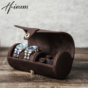 Hiram cổ điển sang trọng handmade 100% da bò kiểu cuộn đồng hồ & hiển thị Khuy măng sét trường hợp Trave Túi xách tay cho nam giới và phụ nữ gigts