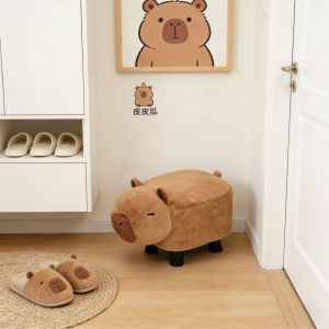 Capybara Plush Stool Household Low Stool Sturdy Entrance Shoe Cute Cartoon Childrens Stool